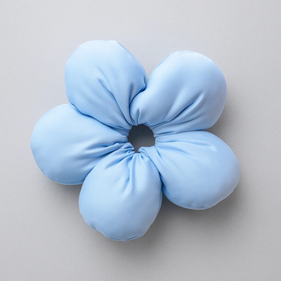 Blue Puffed Flower Scrunchie