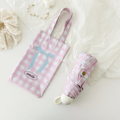 Pink Coquette Checkered Bow Umbrella
