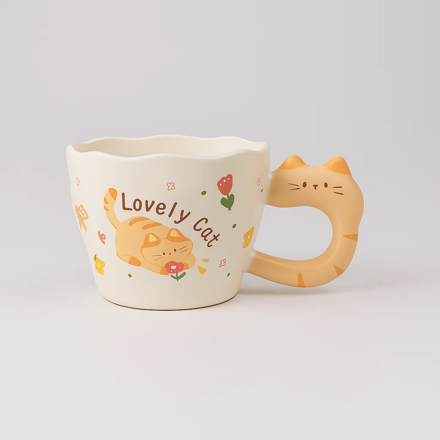 Cat Handle Ceramic Mug