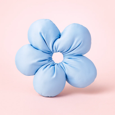 Blue Puffed Flower Scrunchie