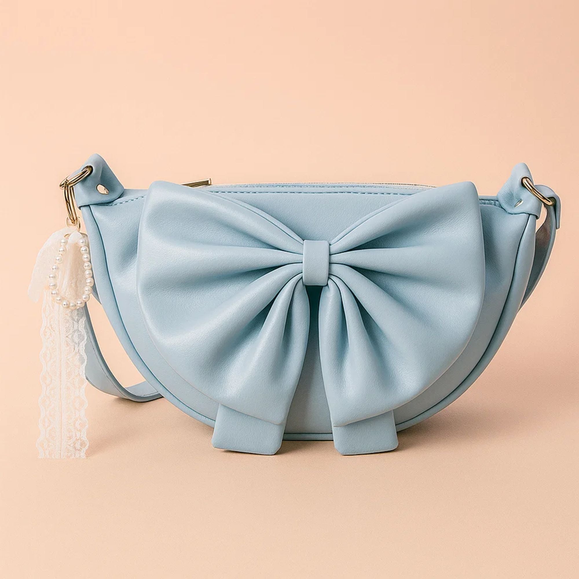 Round Bow Sling Bag - Powder Blue