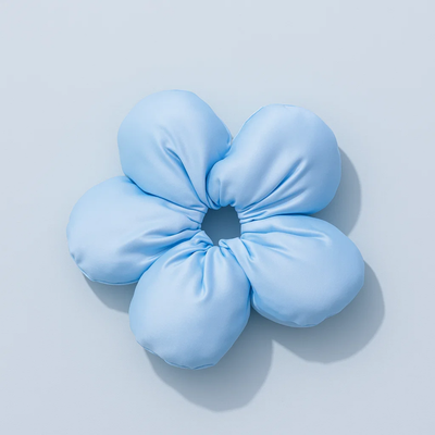 Blue Puffed Flower Scrunchie