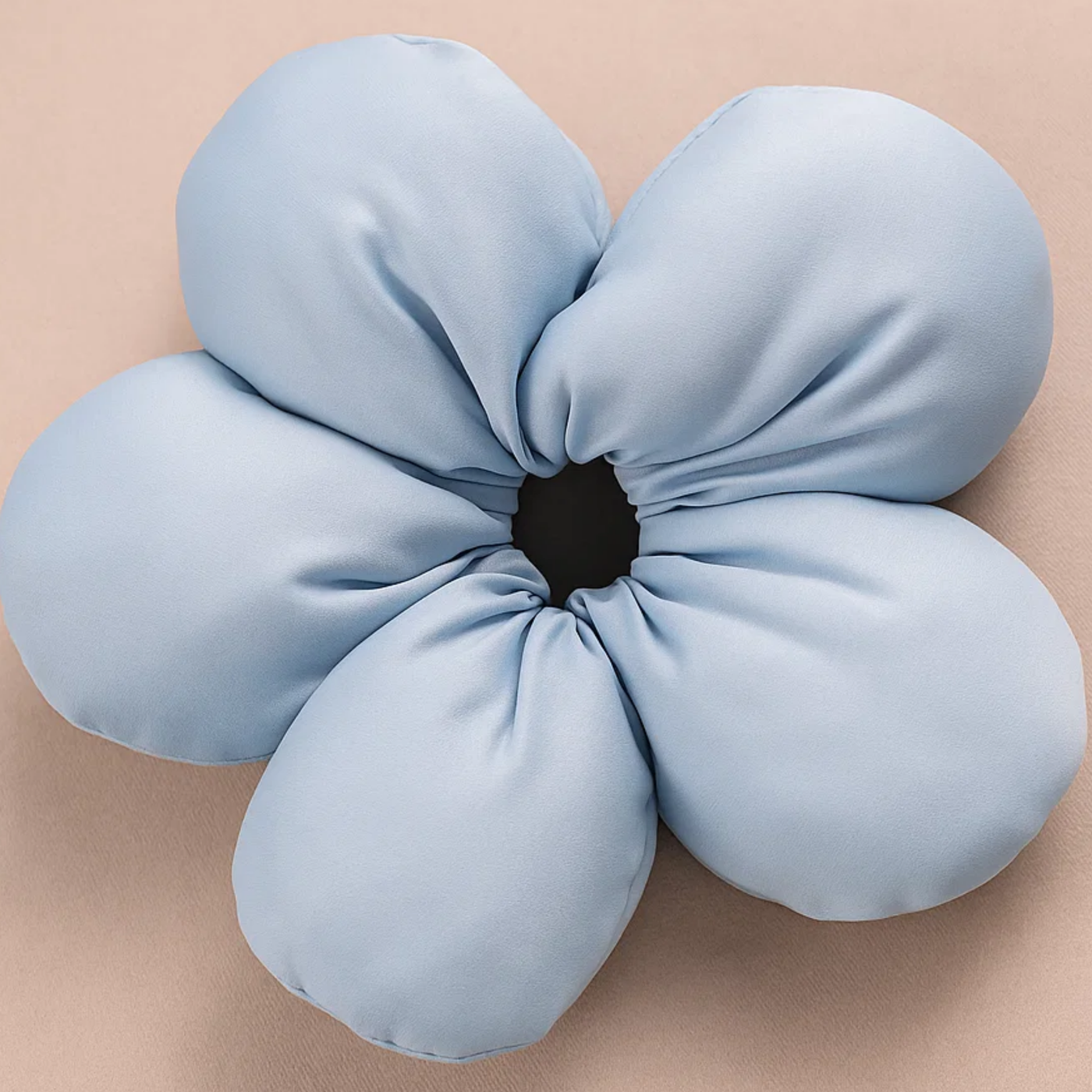 Blue Puffed Flower Scrunchie