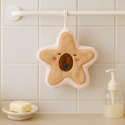 Pink Stary Capybara Hand Towel