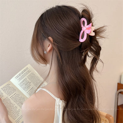 Pink Solid Bow Claw Clip