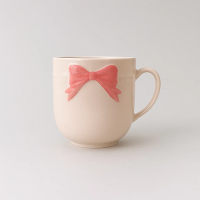Coquette Bow Ceramic Mug with Spoon
