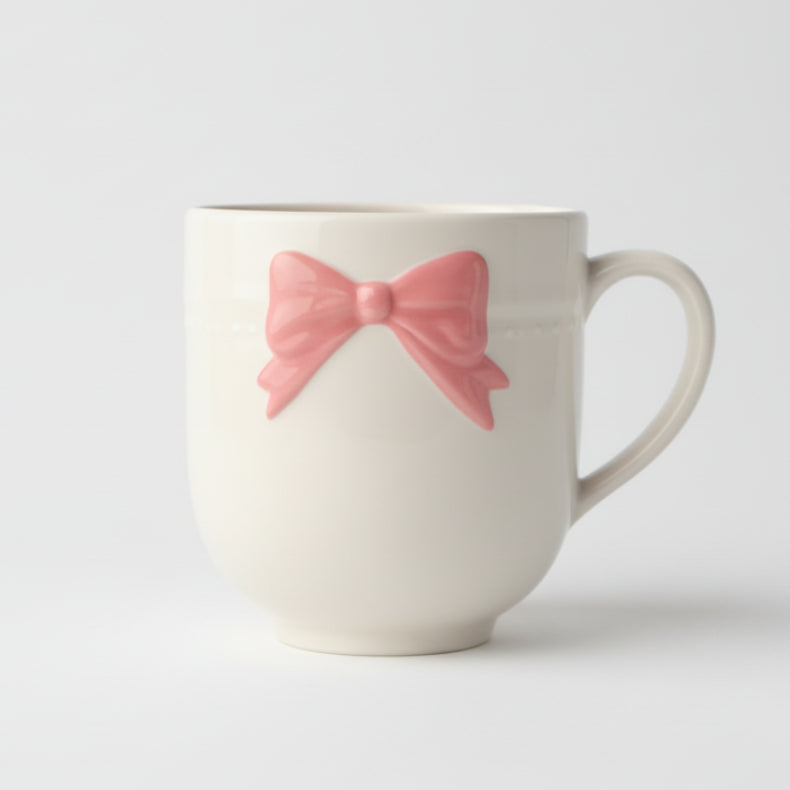 Coquette Glossy Ceramic Mug with pink Bow