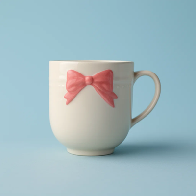 Coquette Bow Ceramic Mug with Spoon