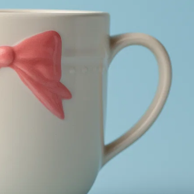 Coquette Bow Ceramic Mug with Spoon