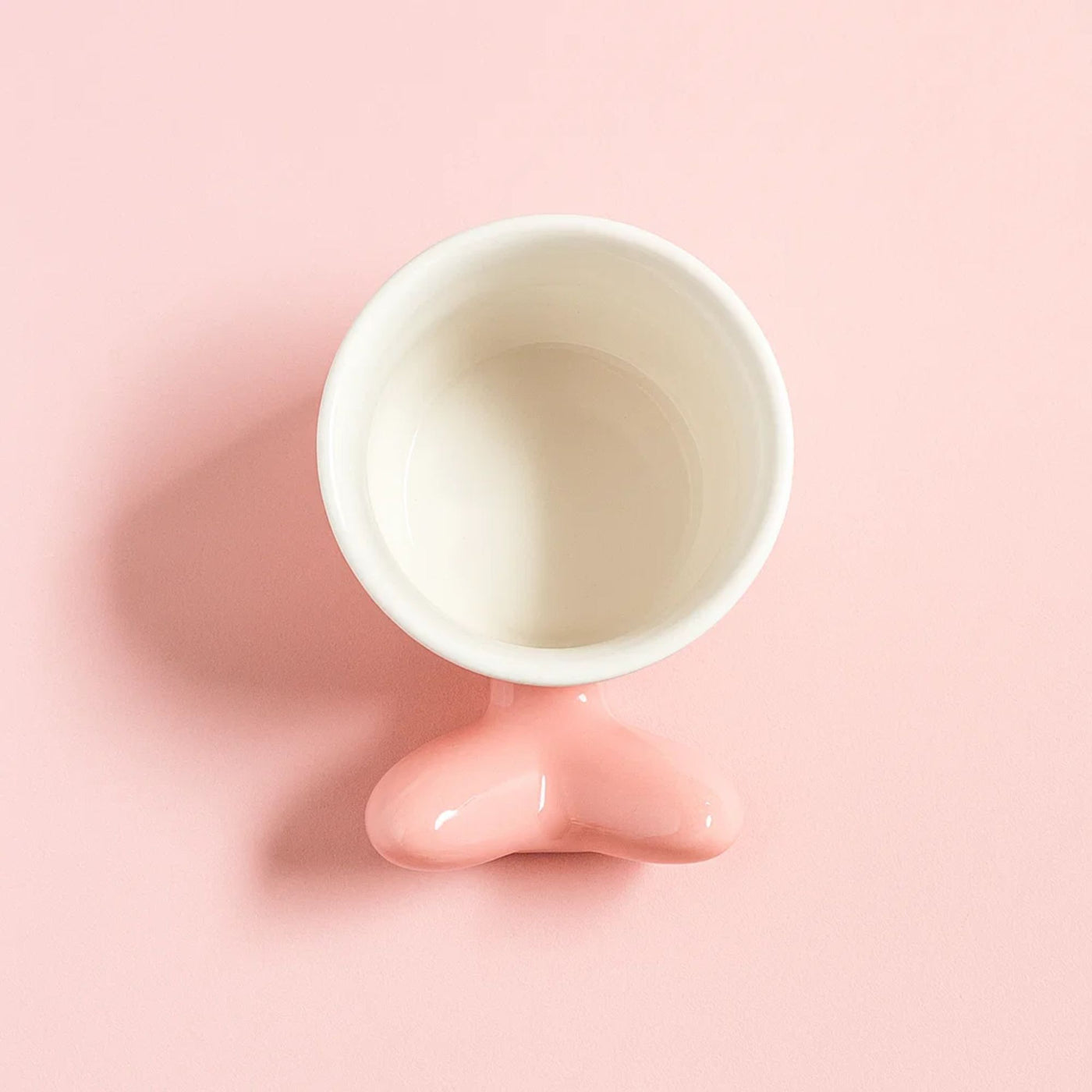 Glossy Ceramic Mug with Pink butterfly handle (bow coffee mug)