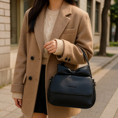 Puffed Bow Top Sling Bag