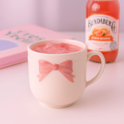 Coquette Bow Ceramic Mug with Spoon