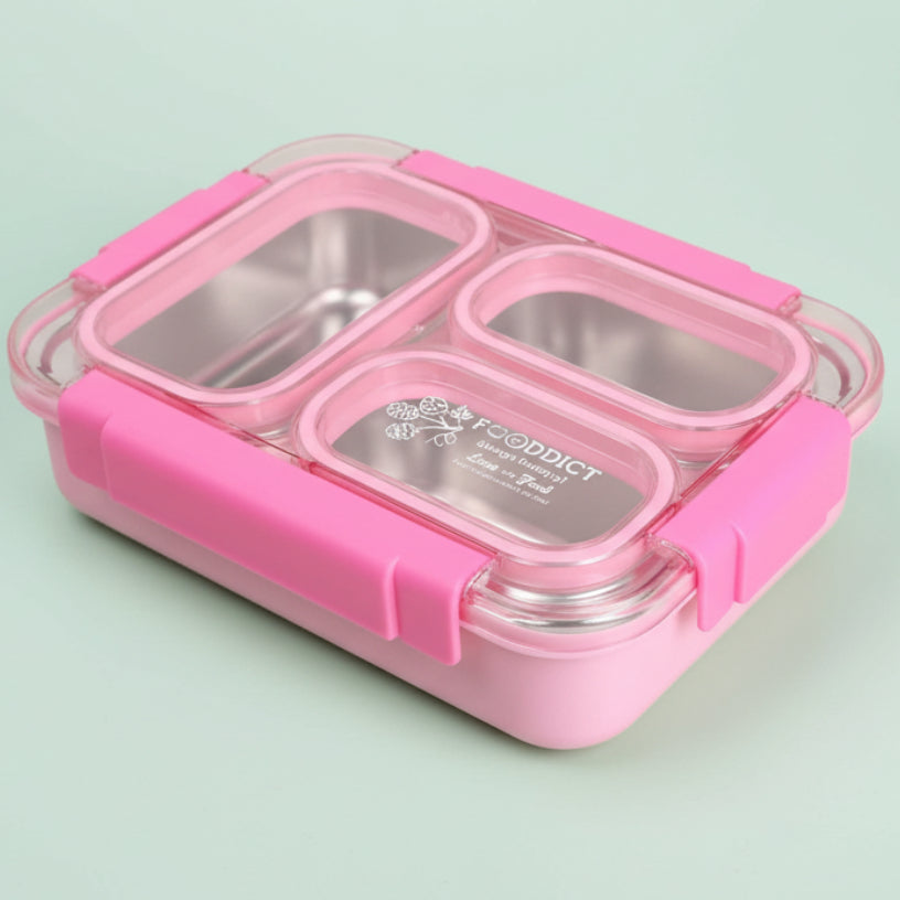 Korean Bento Box 3 Grid – Pink