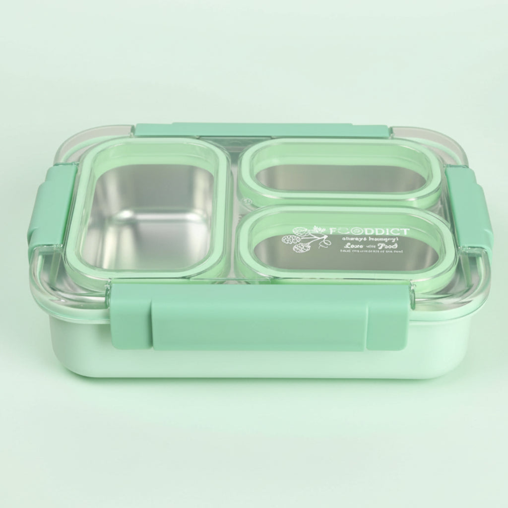 Korean Bento Box 3 Grid - Green