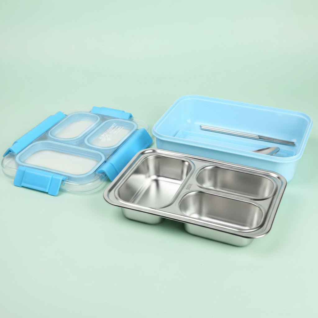 Korean Bento Box 3 Grid - Blue