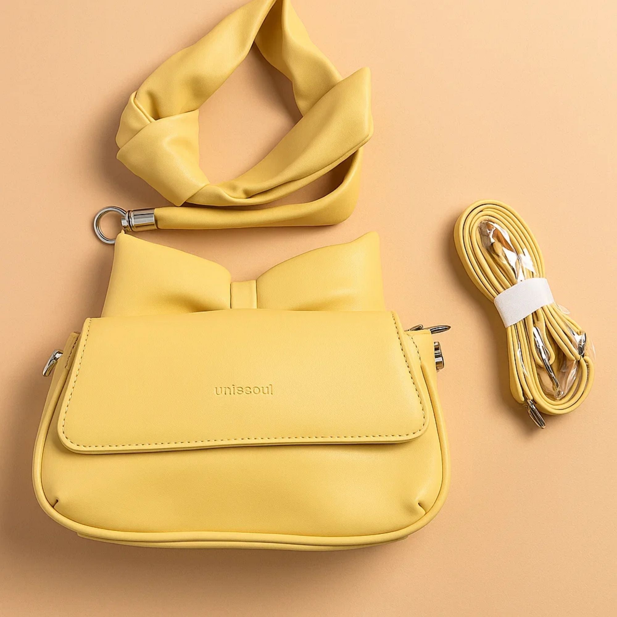 Puffed Bow Top Sling Bag