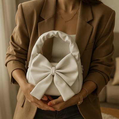 Cute Bow Sling Bag - White