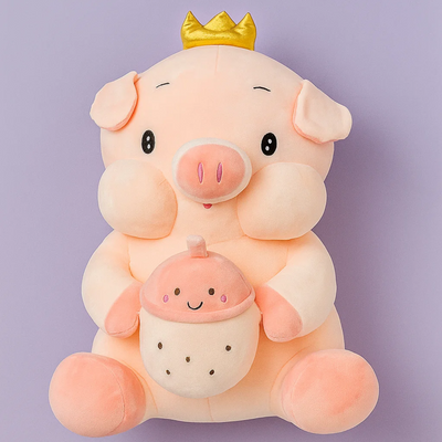 Crown Bottle Pig Plush Toy - Large
