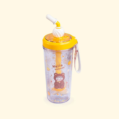 Cute Glitter Tumbler with Straw - 400ml
