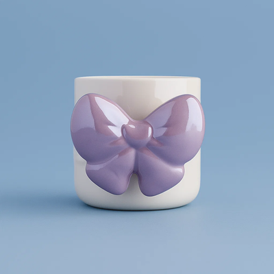 Bow Ceramic Mug Purple