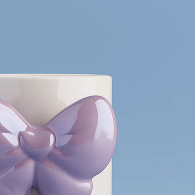 Bow Ceramic Mug Purple