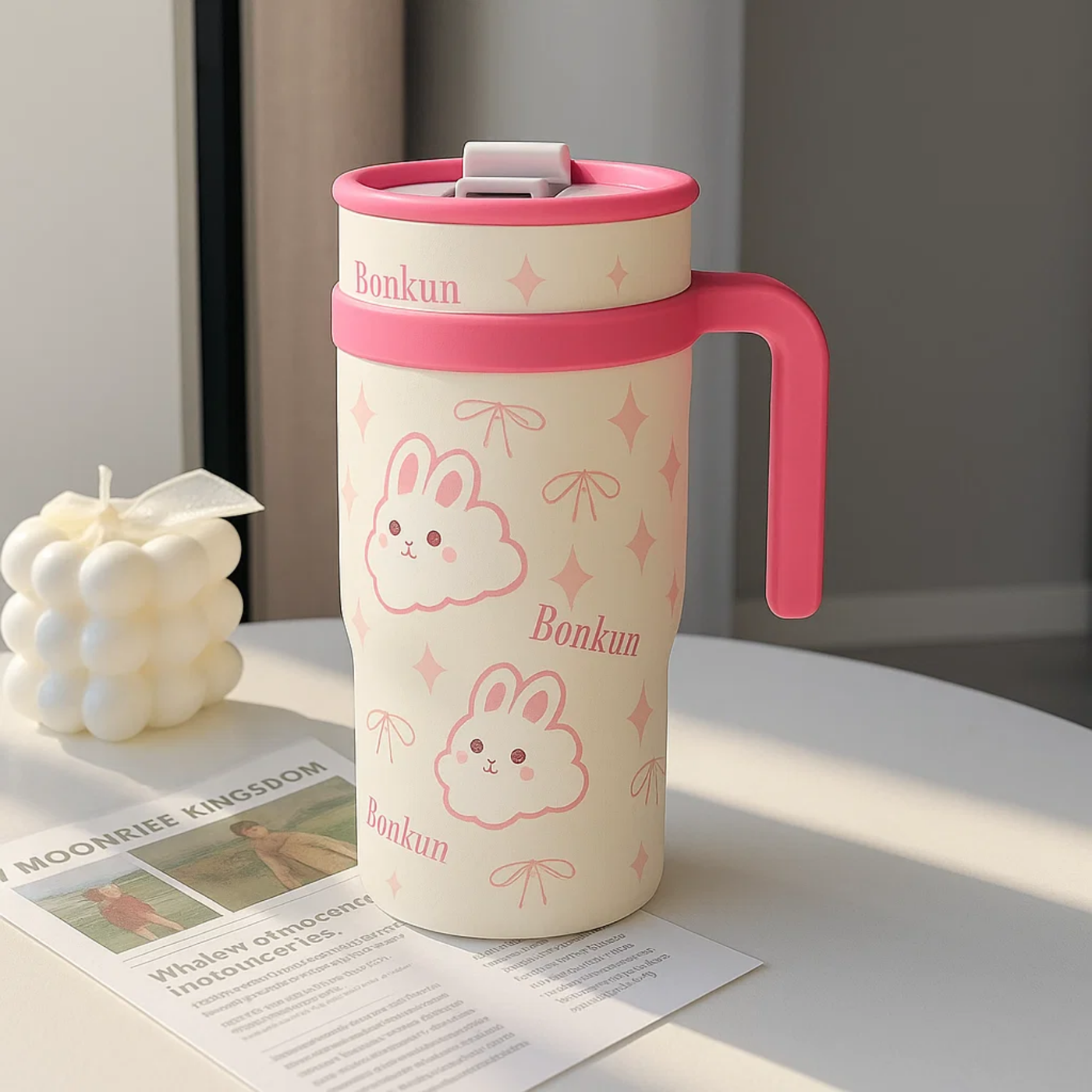 Pink Bunny Stainless Steel Tumbler