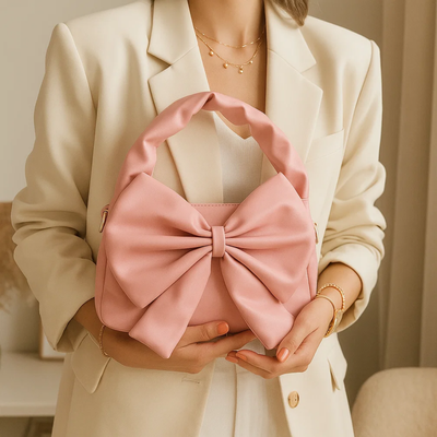 Cute Bow Sling Bag - Baby Pink
