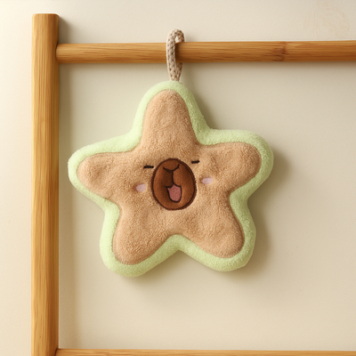 Star Capybara Shaped Hand Towel yellow