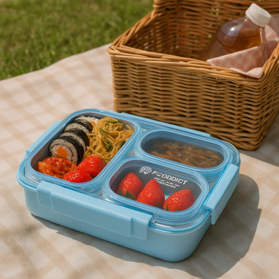 Korean Bento Box 3 Grid - Blue