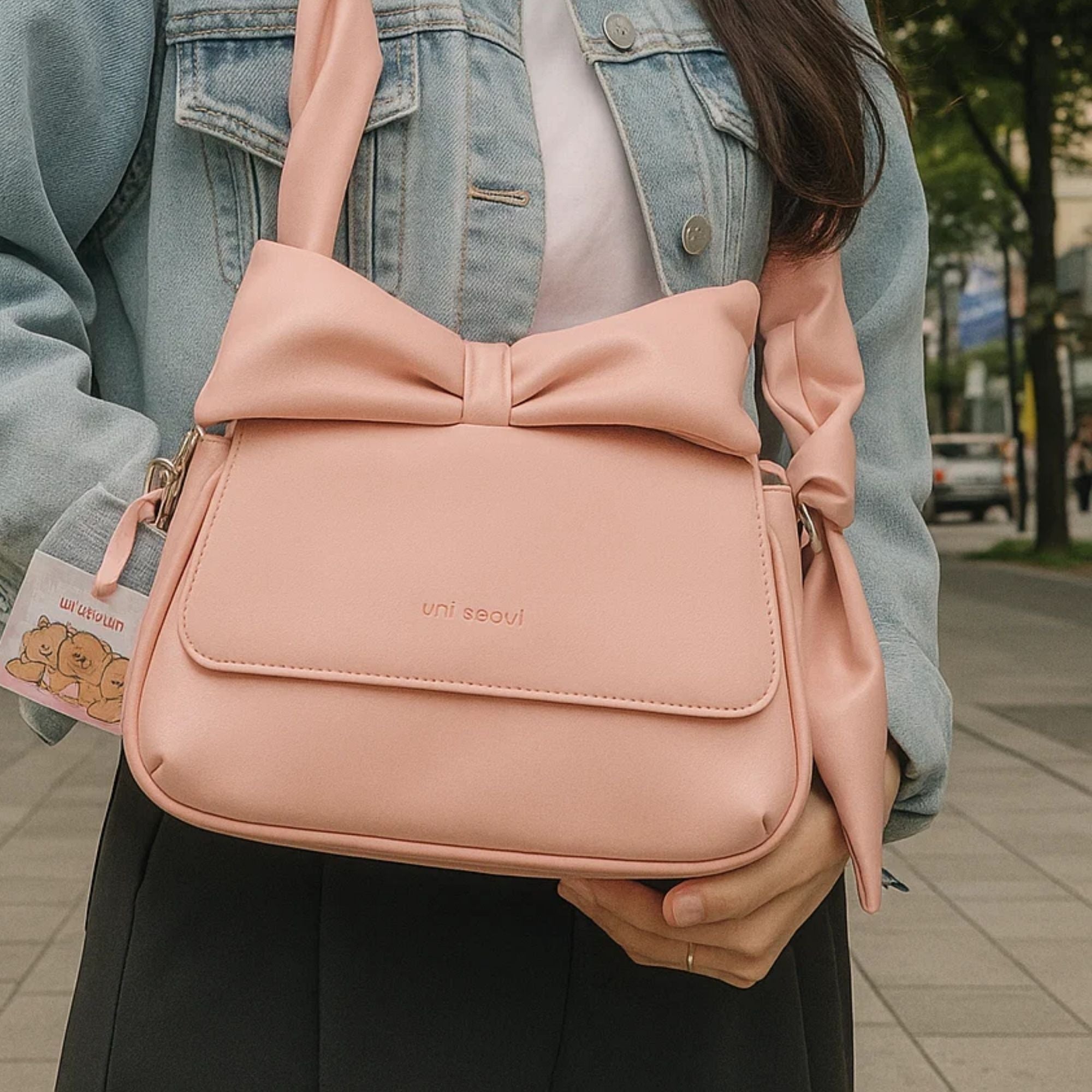 Puffed Bow Top Sling Bag