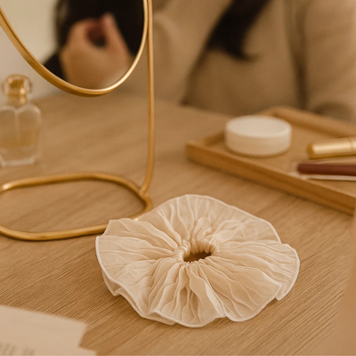 White Coquette Flare Scrunchie