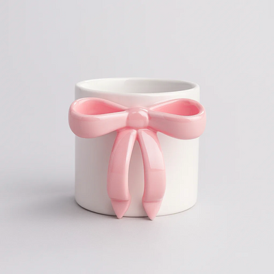 Glossy Bow Ceramic Mug with Spoon