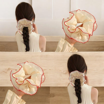 Lace Scrunchie with Red Trim