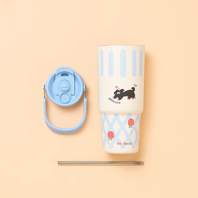 Blue Striped Stainless Steel Tumbler