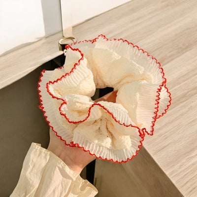 Lace Scrunchie with Red Trim