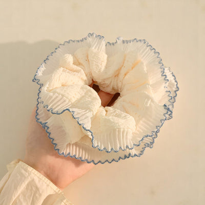 Lace Scrunchie with Blue Trim