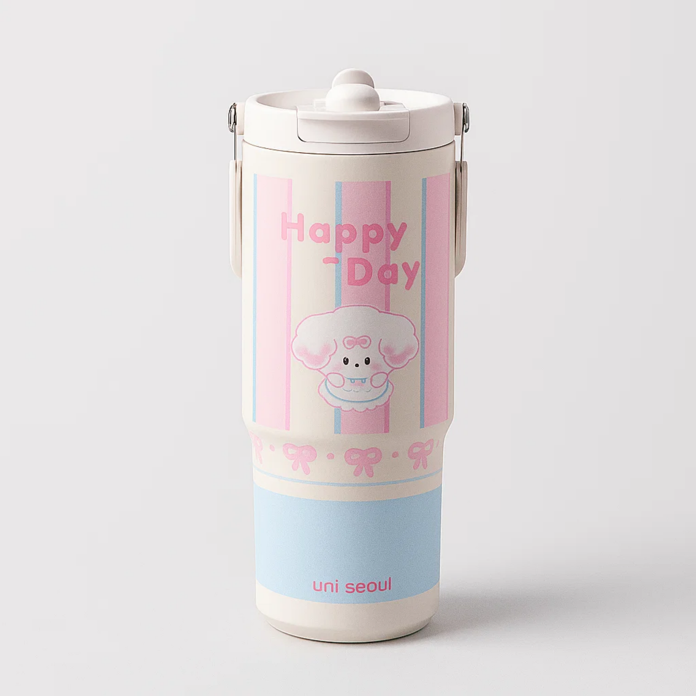 White Striped Stainless Steel Tumbler