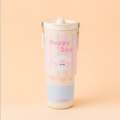 White Striped Stainless Steel Tumbler