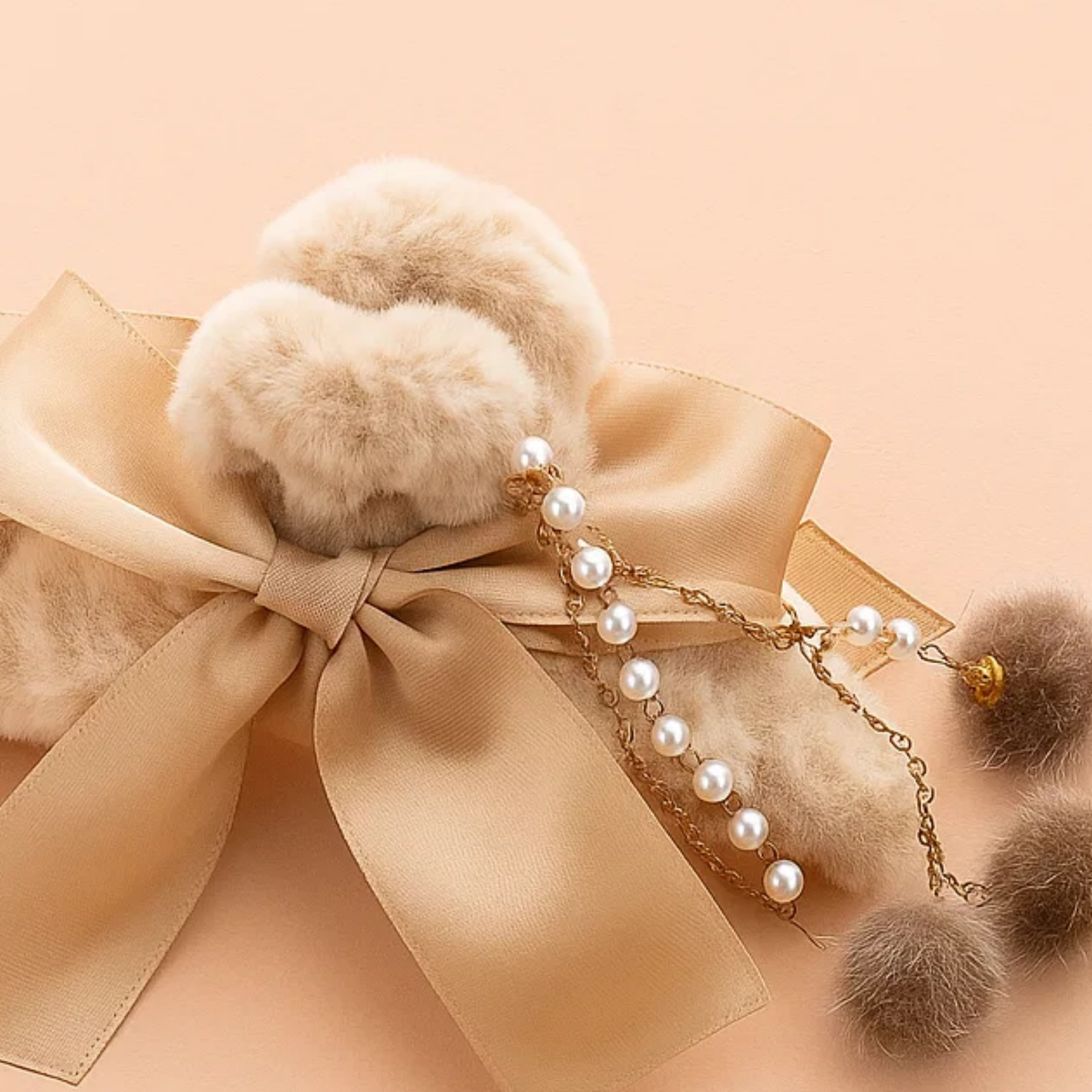 Fur Clawclips with Tassels Brown