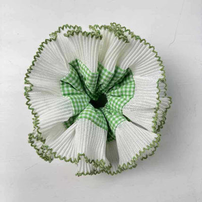 Green Gingham Frill Scrunchie