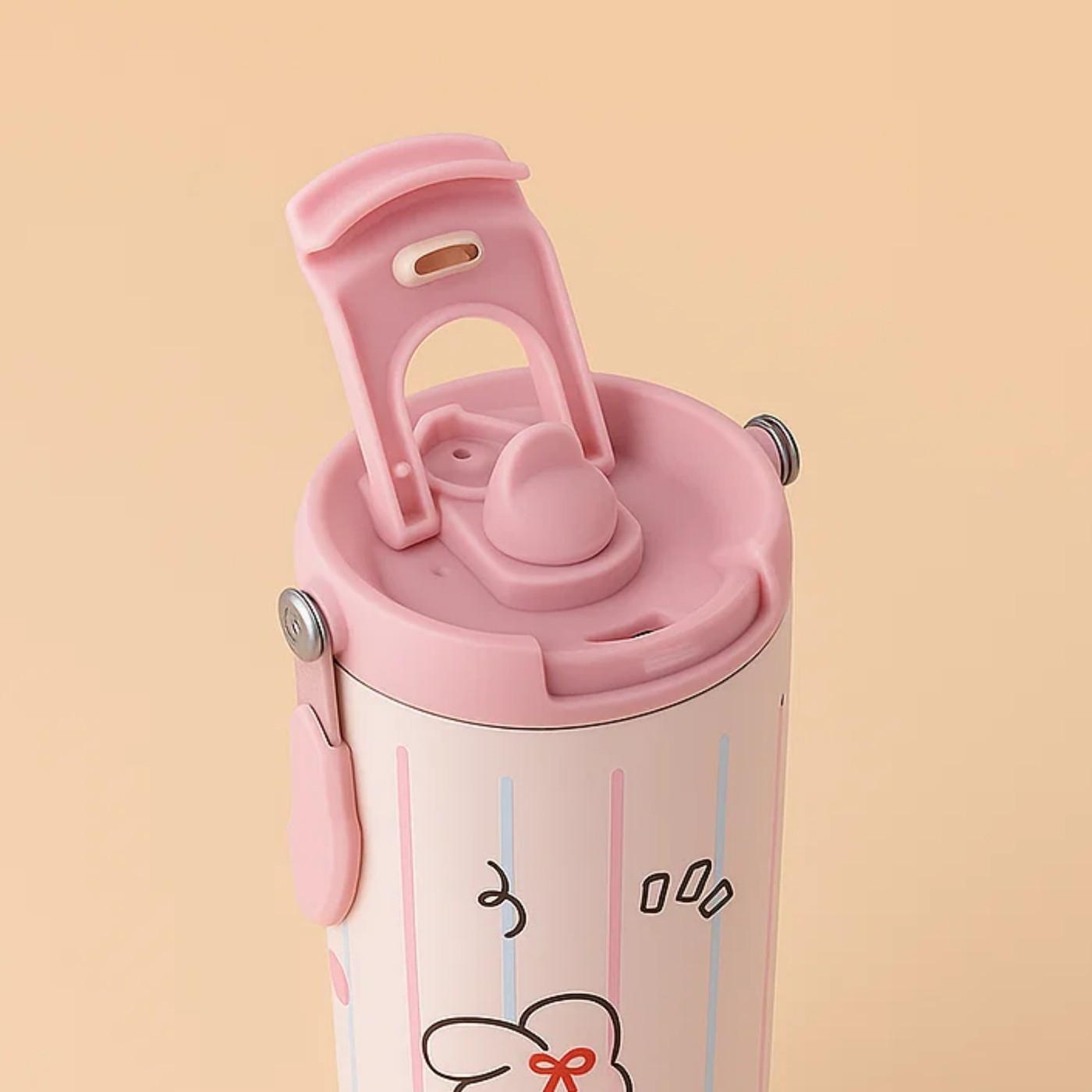 Pink Striped Stainless Steel Tumbler