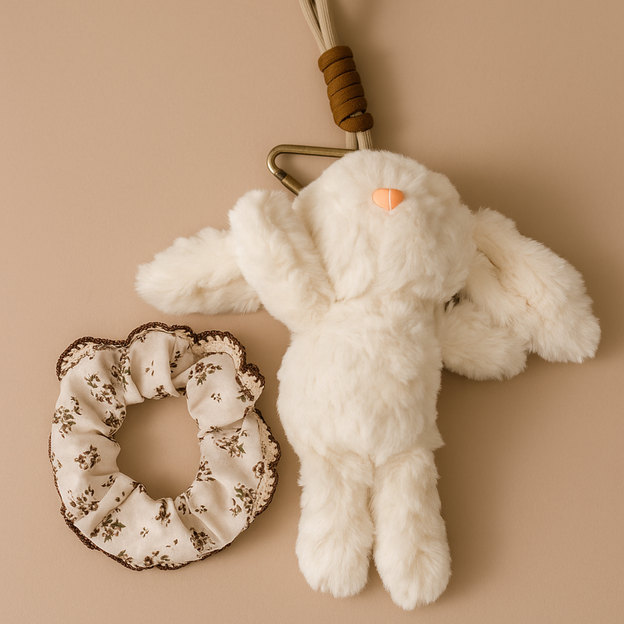 Brown Dress Bunny Plushie Keyring