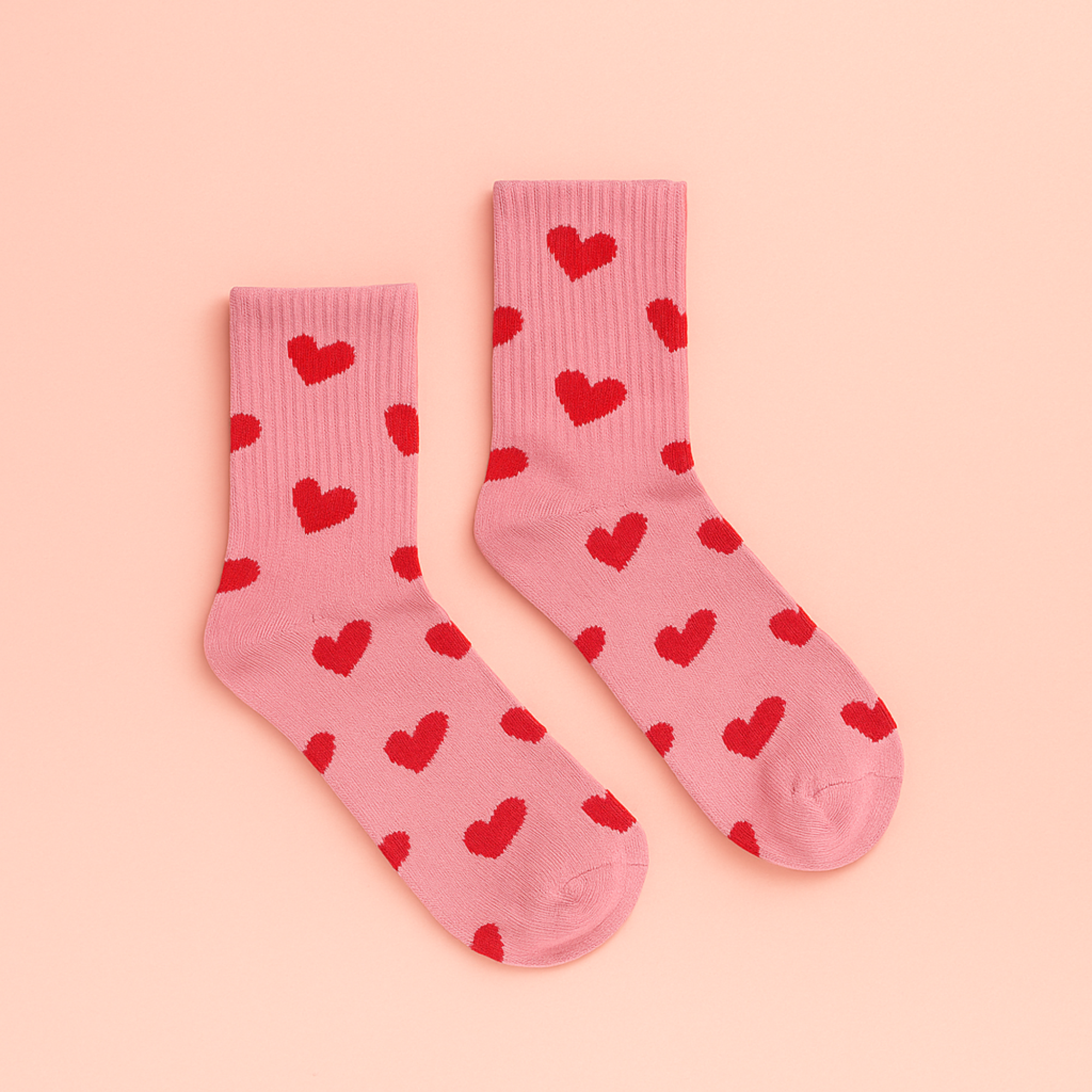 Pink Heart Crew Socks