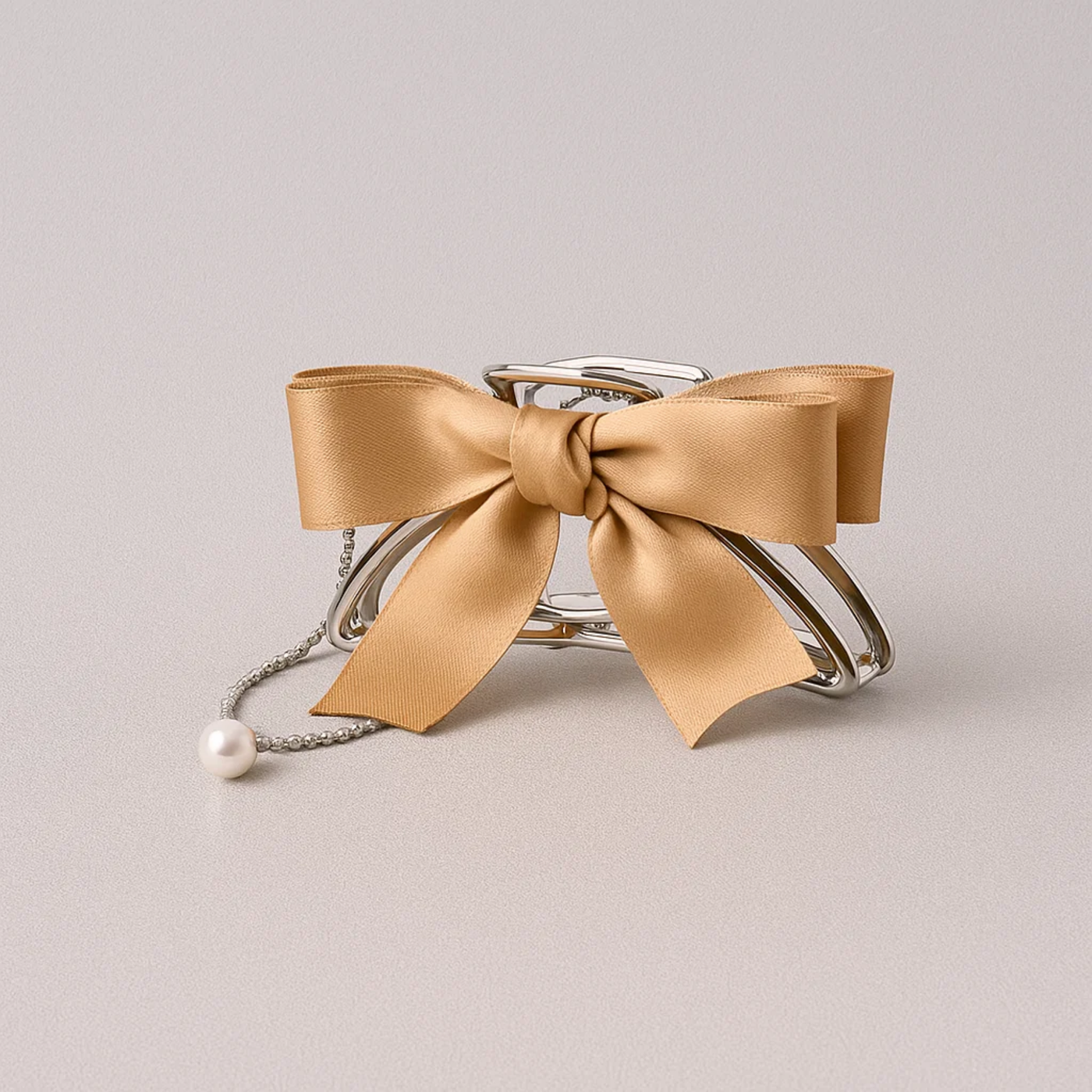 Brown Ribbon Claw Clip with Butterfly Tassel