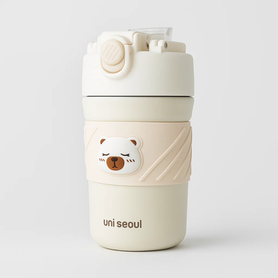Bear Tumbler with White Sleeve