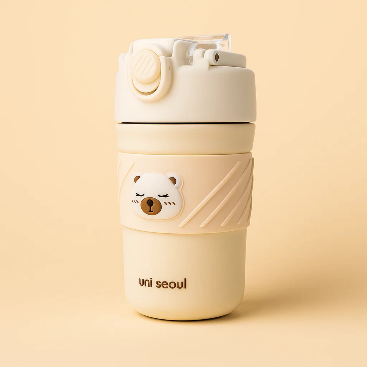 Bear Tumbler with White Sleeve