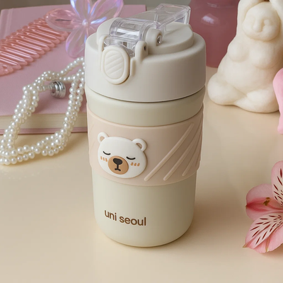 Bear Tumbler with White Sleeve