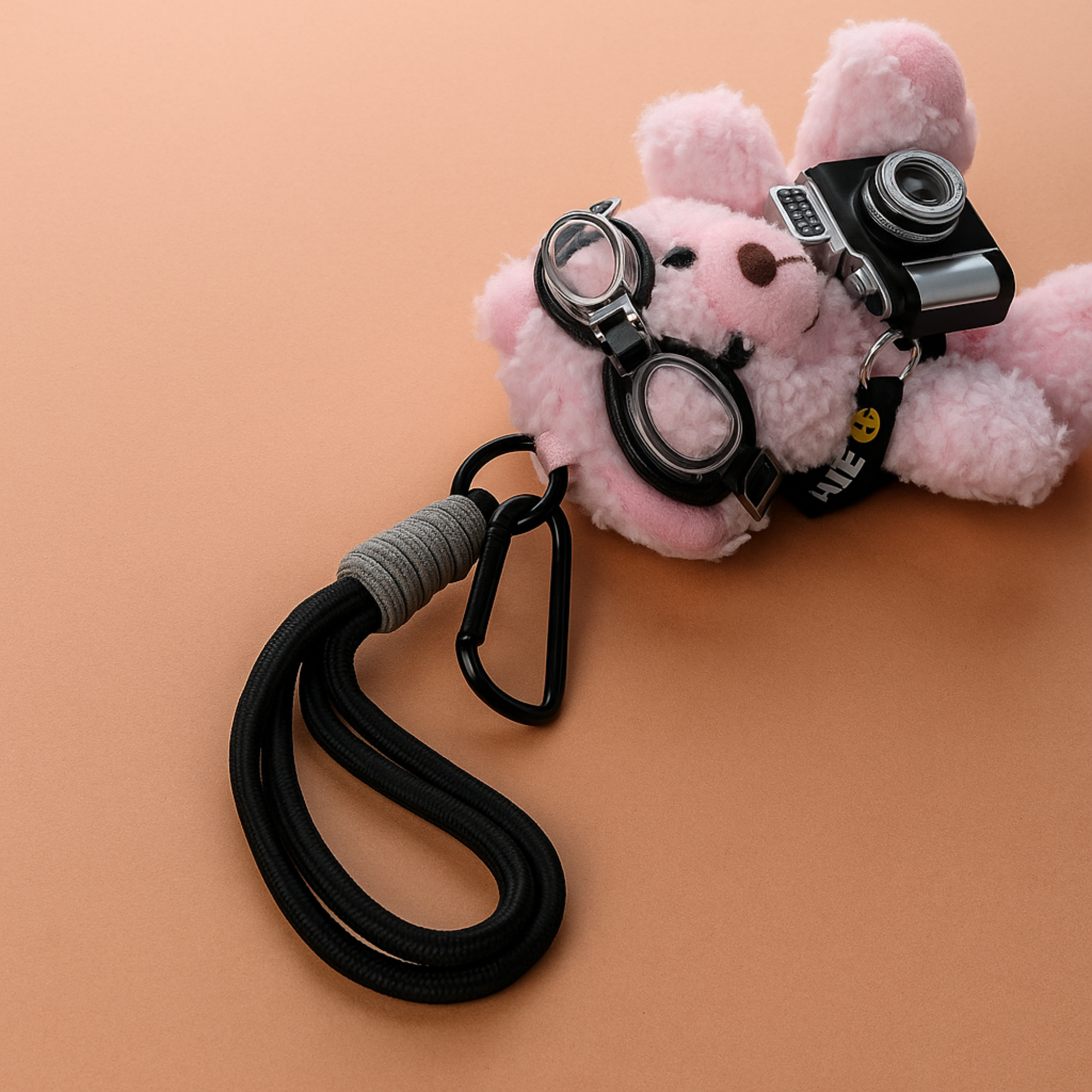 Goggles and Camera Teddy Pink Plushie Keyring