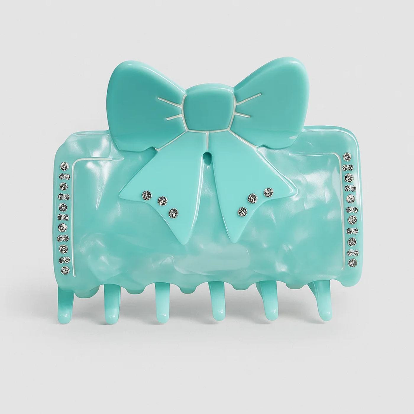 Blue Marble Effect Claw Clip with Blue Bow