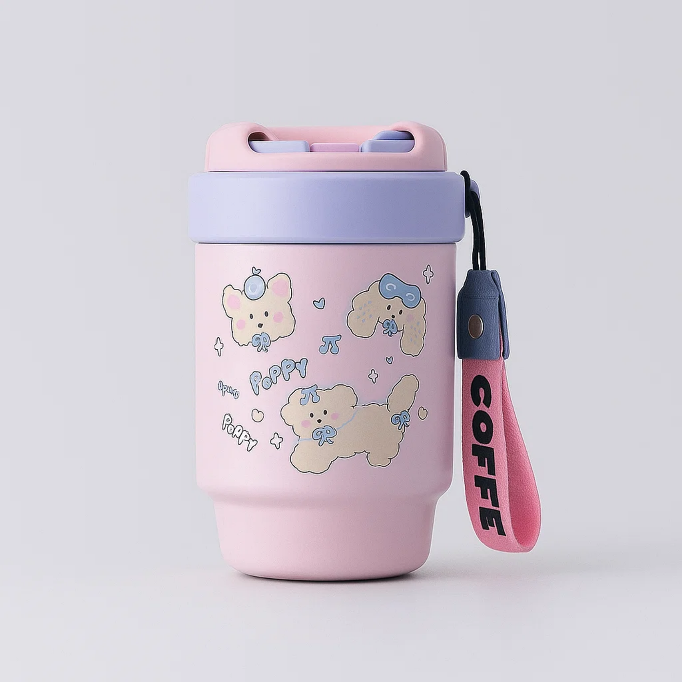 Pink Bow Puppy Stainless Steel Tumbler